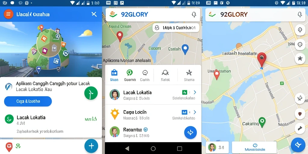 Tampilan antarmuka utama 92GLORY dengan fitur Lacak Lokasi.