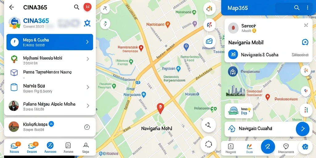 Screenshot antarmuka CINA365 yang menampilkan navigasi mobil.