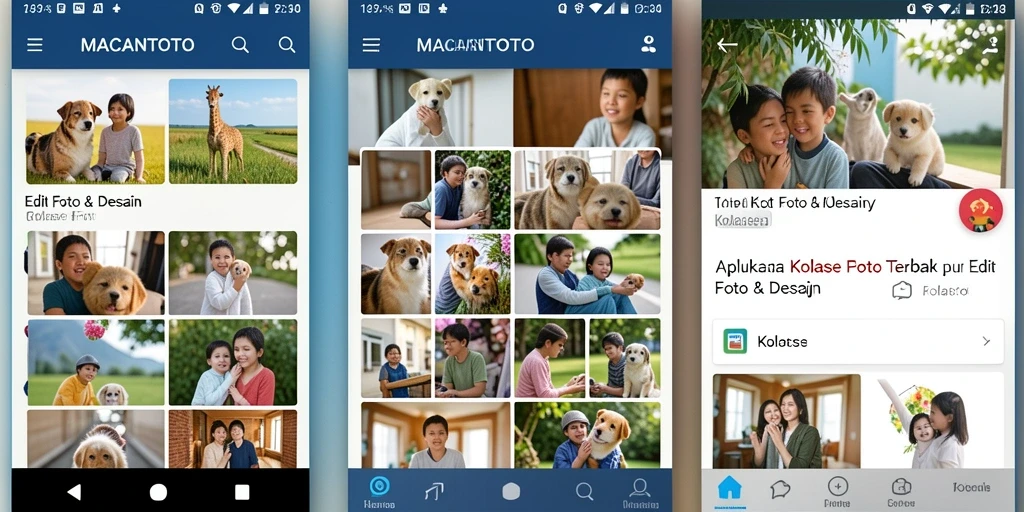 Tampilan antarmuka aplikasi kolase foto MACANTOTO yang menarik dan fungsional.