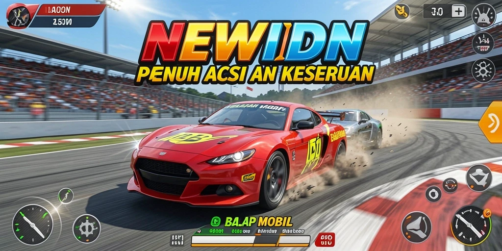 Antarmuka balapan mobil yang menegangkan dan interaktif.