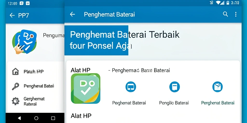 Tampilan antarmuka aplikasi PP7 untuk penghemat baterai yang efisien.
