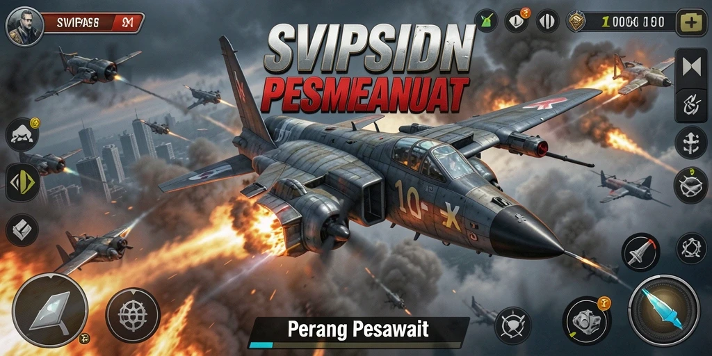 Antarmuka game Perang Pesawat yang menarik dan intuitif.